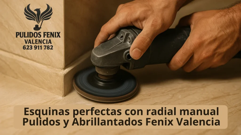 Esquinas perfectas con radial manual Pulidos y Abrillantados Fenix Valencia