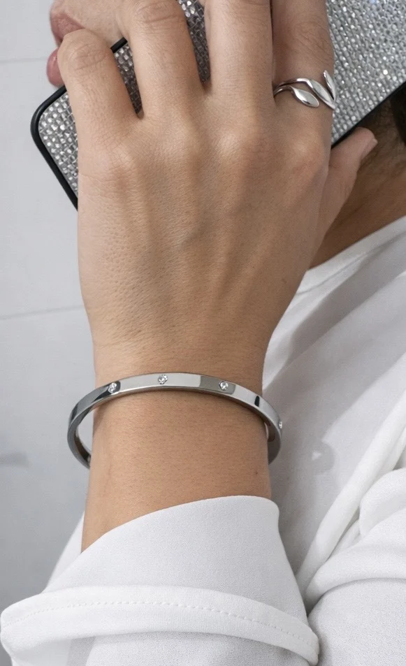 Pulsera rígida Áurea de acero inoxidable con circonitas Inaya