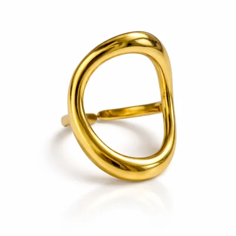 anillo dorado ovalado minimalista