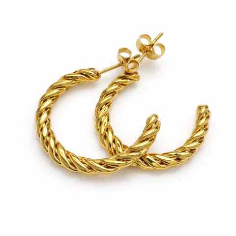 Aros Trenza dorados sobre fondo blanco de catálogo