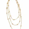 collar brisa dorado acero inoxidable multicadena con esferas fondo blanco