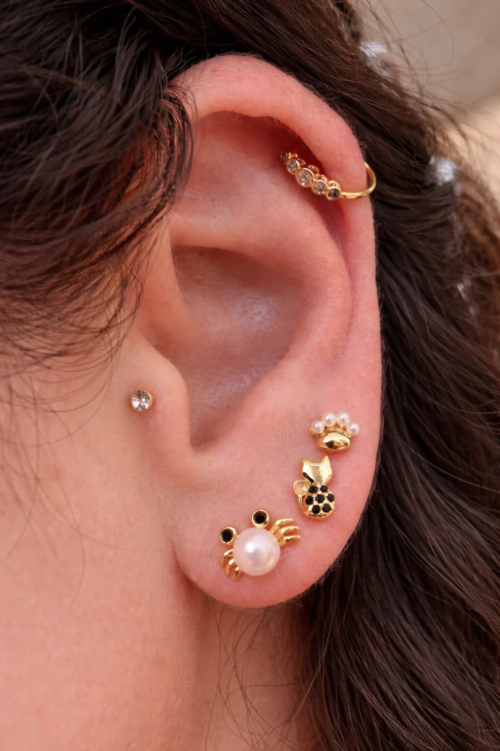 Pendientes Mini Huella Oro - Imagen 3