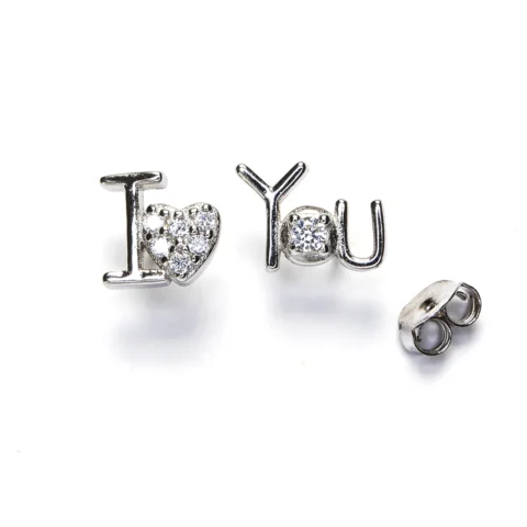 Pendientes Mini Dúo Love de plata de ley 925 en fondo blanco