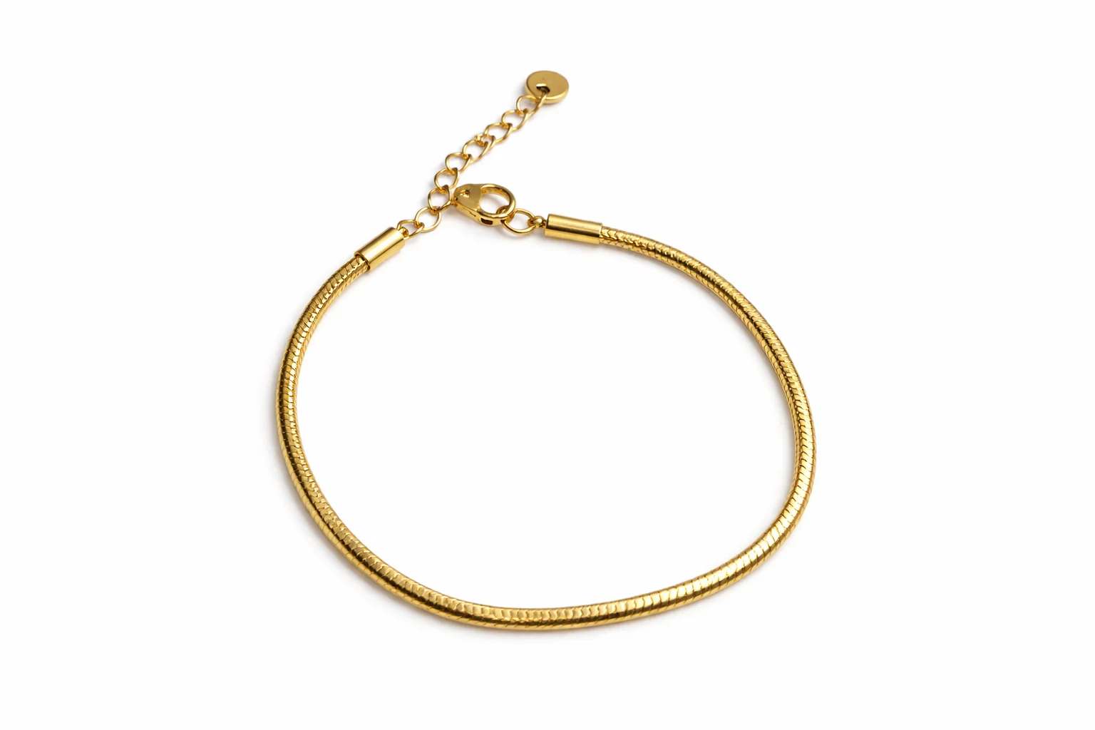 Pulsera Lira de acero inoxidable dorada fondo blanco