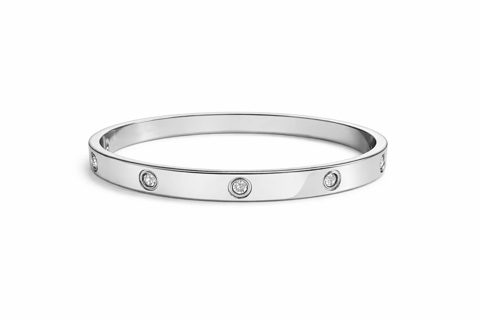 Pulsera Lumi de acero inoxidable plata con circonitas fondo blanco