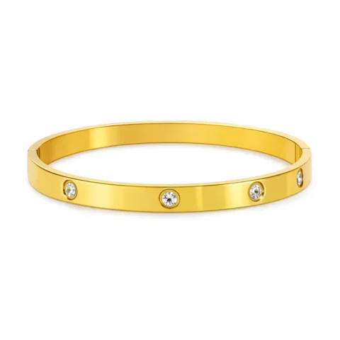 Pulsera Stella dorada de acero inoxidable con circonitas – Inaya Complementos