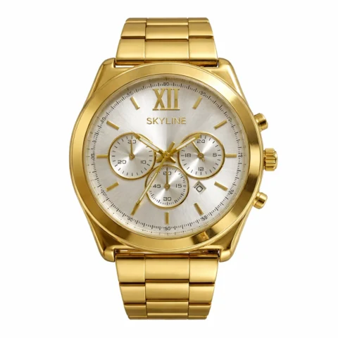 reloj skyline classic horizon gold de acero inoxidable dorado fondo blanco