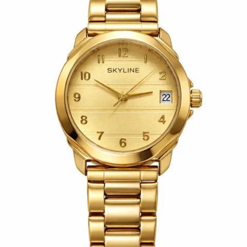 reloj skyline línea gold acero inoxidable mujer fondo blanco