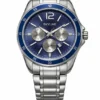 reloj skyline prestige steel con esfera azul y pulsera de acero inoxidable