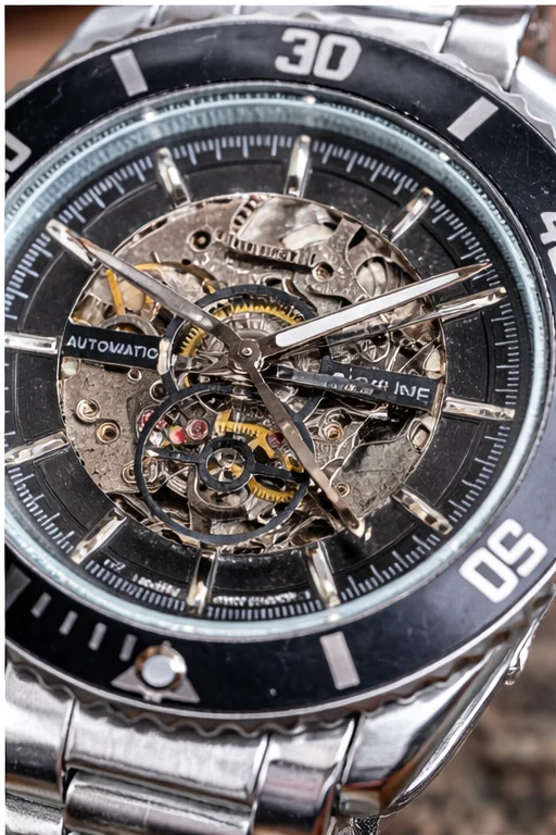 Detalle del reloj automático Skyline Zénith de acero inoxidable para hombre